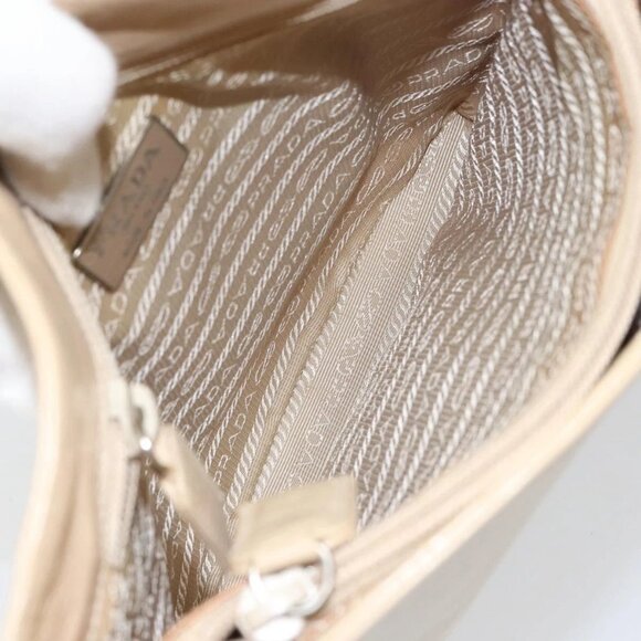 PRADA Chain Shoulder Bag Leather Beige Silver Auth 153137 - Picture 10 of 16